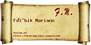 Fábik Mariann névjegykártya